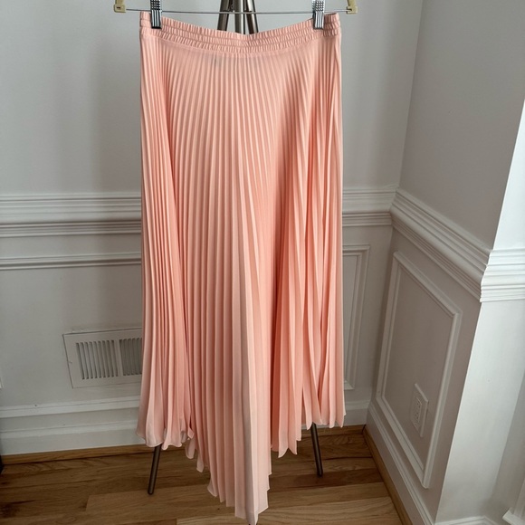 Chelsea & Violet Elegant Pleated Soft Peach Asymmetrical Midi Skirt Size Medium - Picture 6 of 7